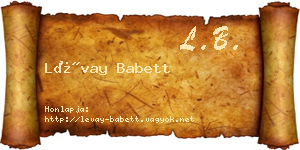 Lévay Babett névjegykártya